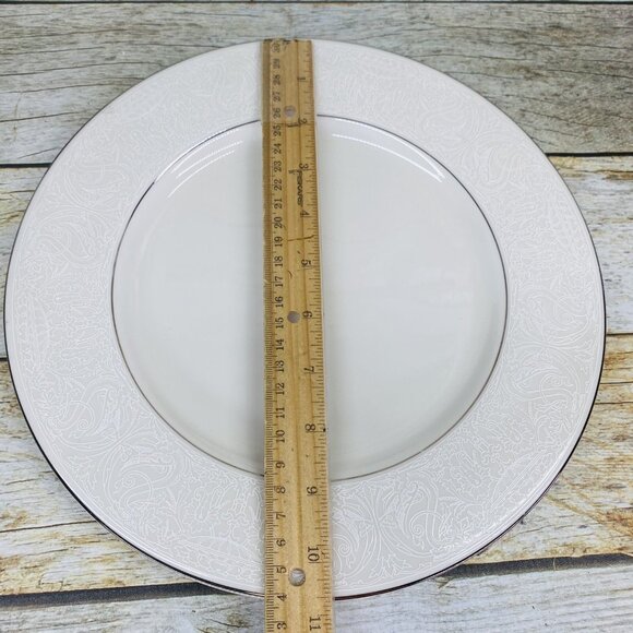 American Manor China CHANTILLY Cream Flowers Platinum Trim Dinner Plates Set 3 - Picture 9 of 15